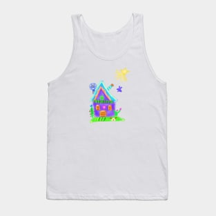 Purple watercolor fairy house Tank Top